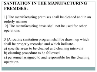 Sanitation of premises
