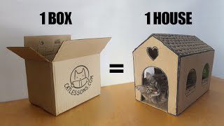 How to make a cat house out of a box