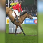 Landing of the rider during the jump